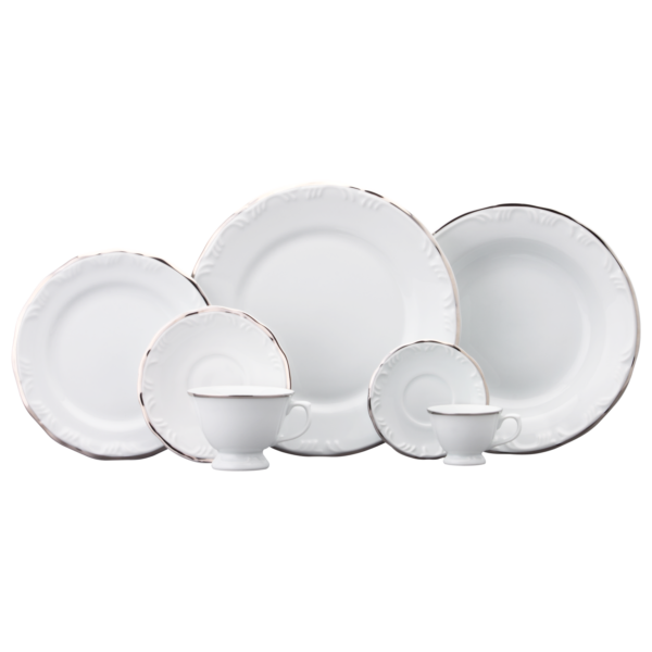 Aparelho Jantar Filete Prata, Porcelana Schmidt